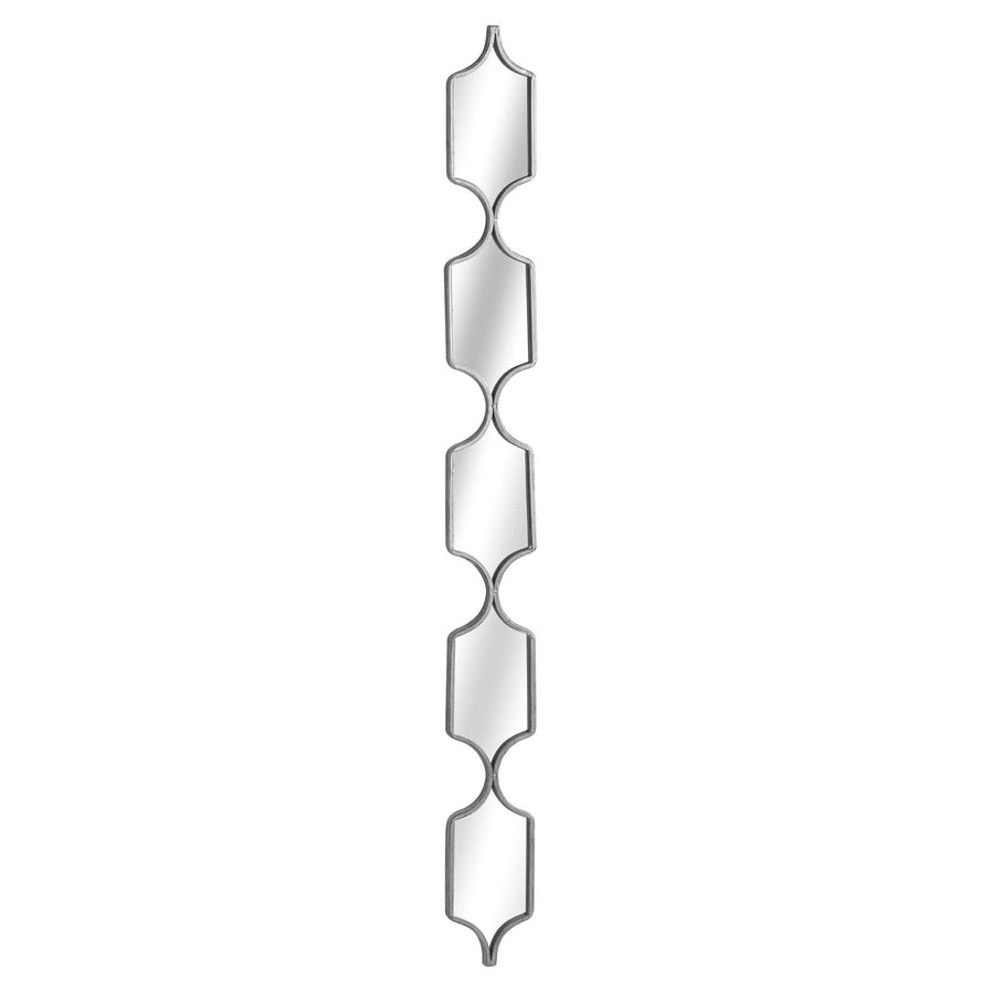 Contemporary silver metal mirror with sleek design, enhances light and space, 145cm height, modern home decor by Sostter at brixbailey.com