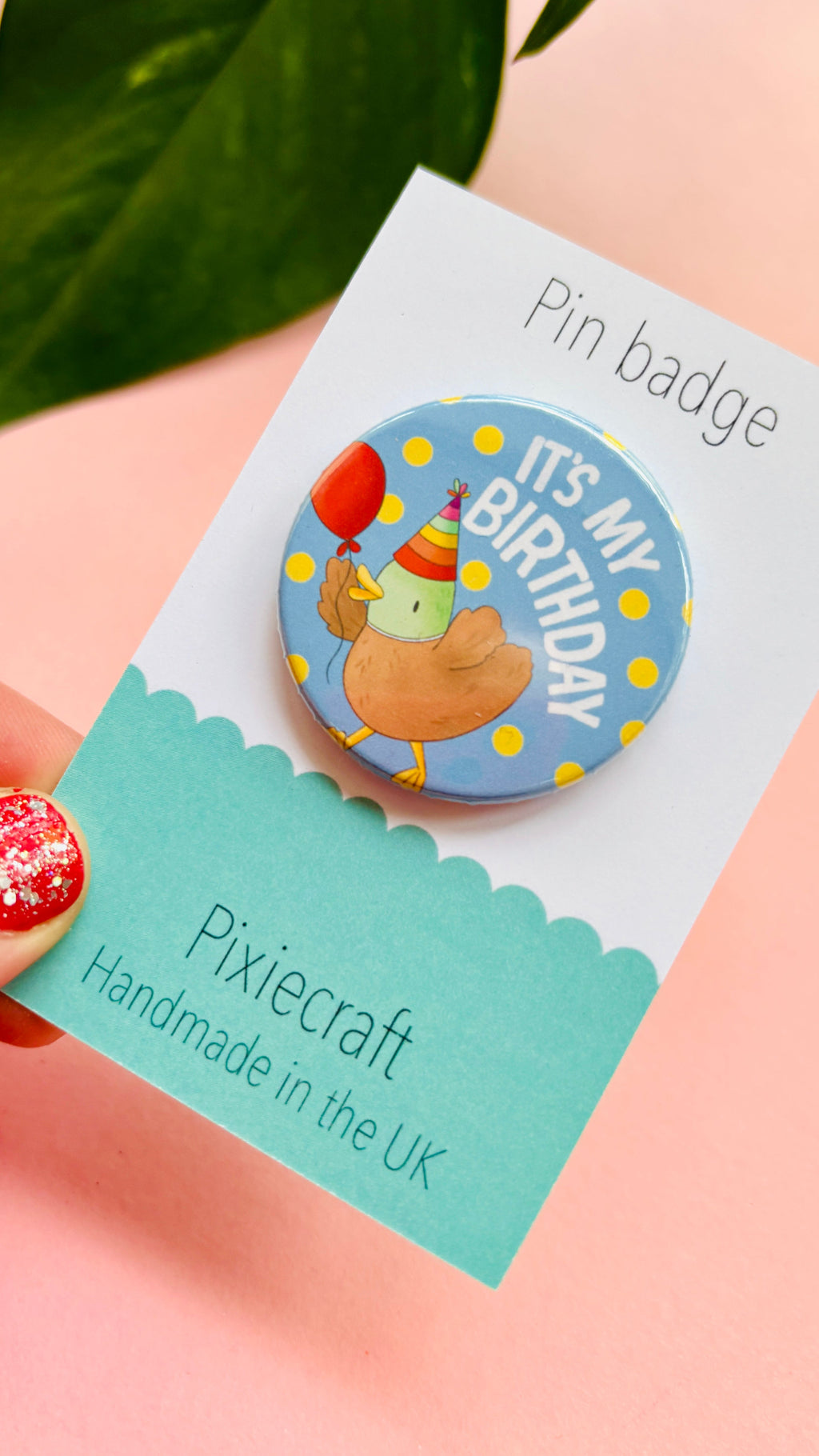 Cute Duck Birthday Badge- Handmade Birthday Pin