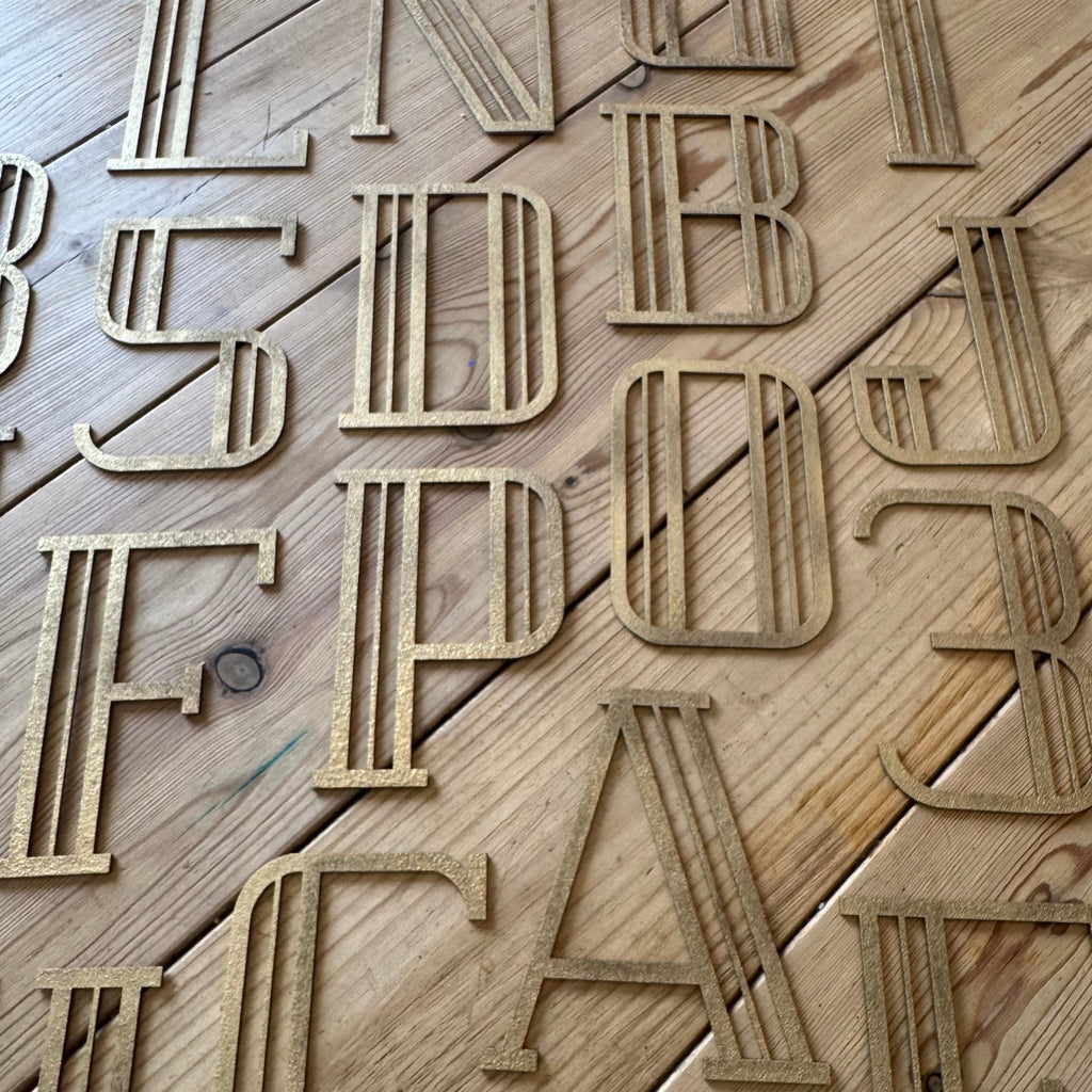 Gold Distressed 5" or 12" Art Deco Lettering A-Z 0-9