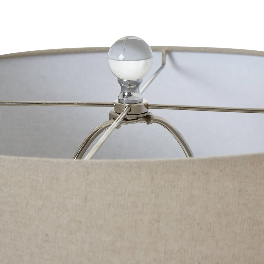 Grey Shadows Table Lamp with ombre glass base and neutral linen shade, 67cm tall, contemporary lighting for home decor by Sostter at brixbailey.com