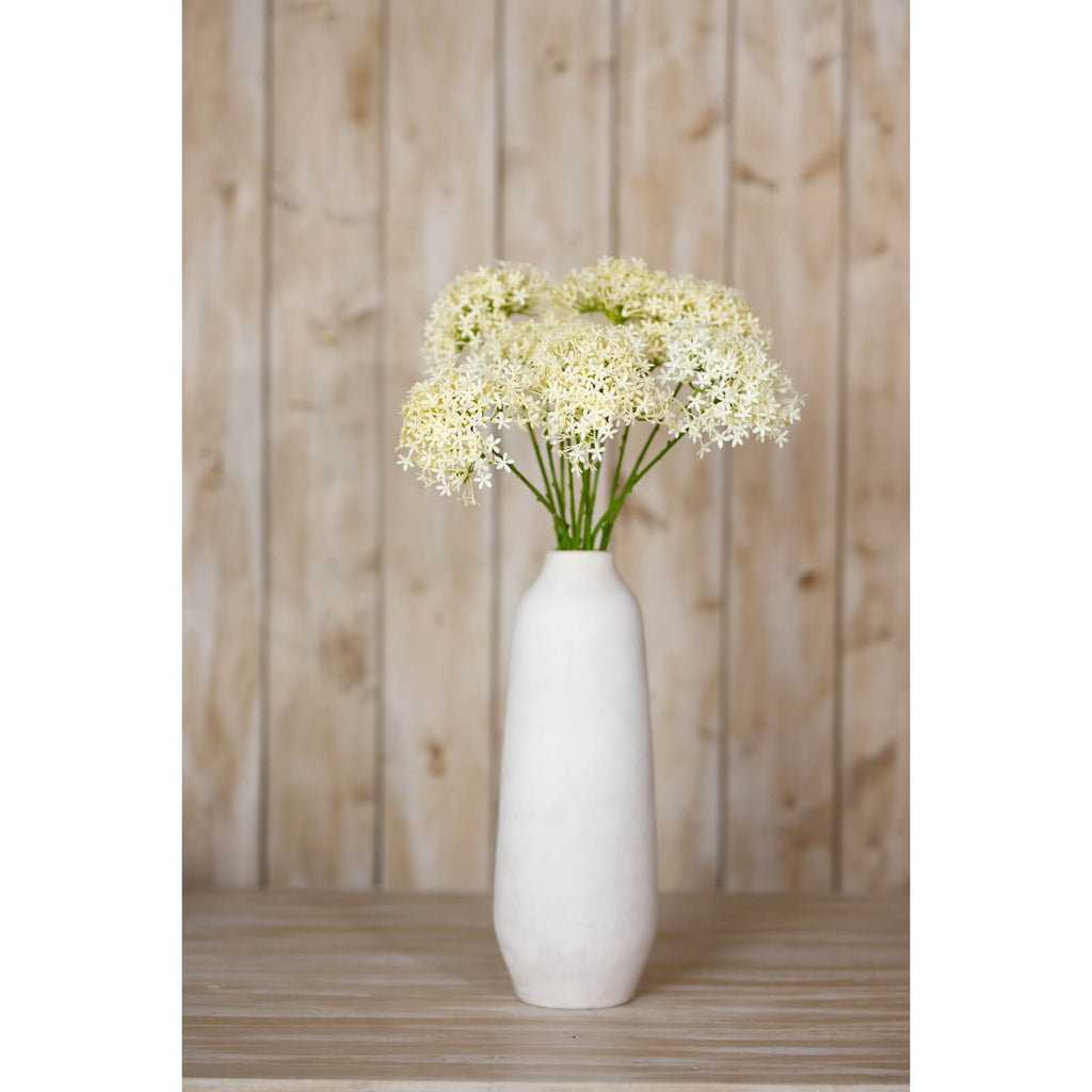 Cream allium spray faux flowers with lacy blooms, soft cream ornamental onion floral decor, 25-inch height by Sostter at brixbailey.com