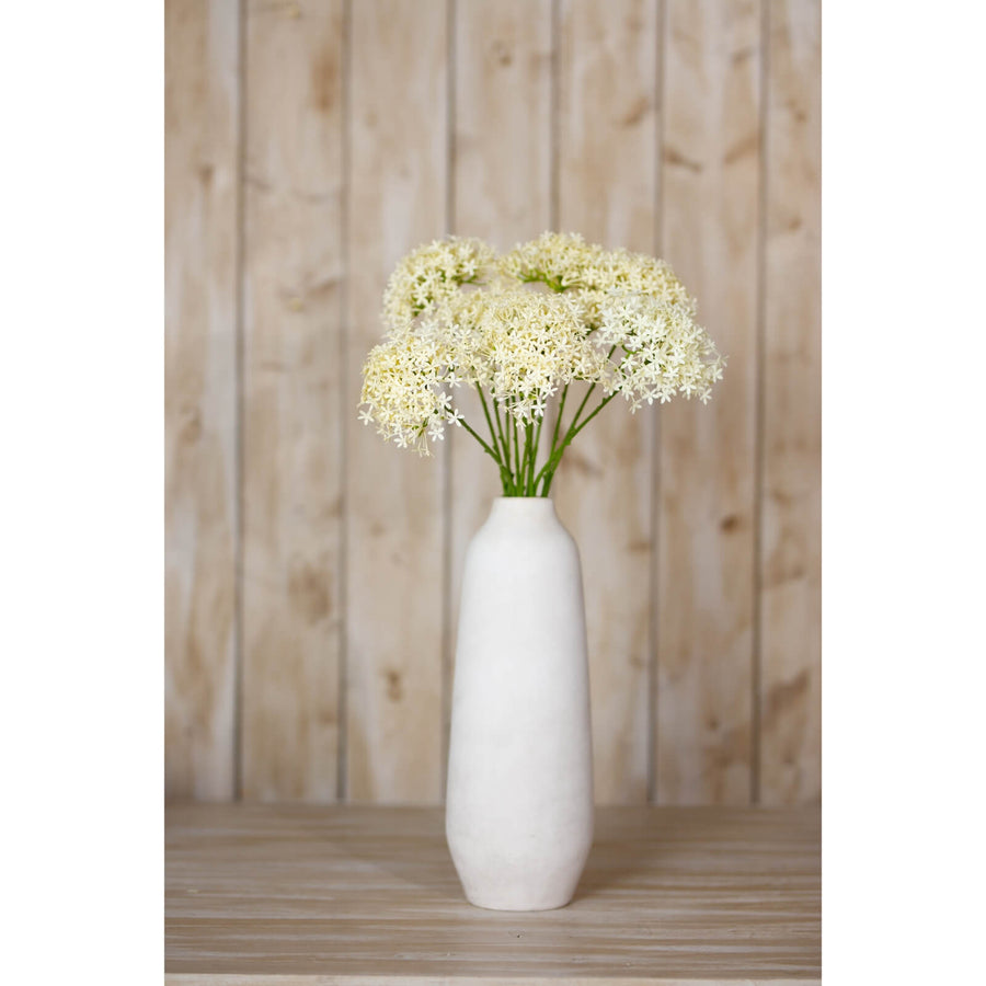 Cream allium spray faux flowers with lacy blooms, soft cream ornamental onion floral decor, 25-inch height by Sostter at brixbailey.com