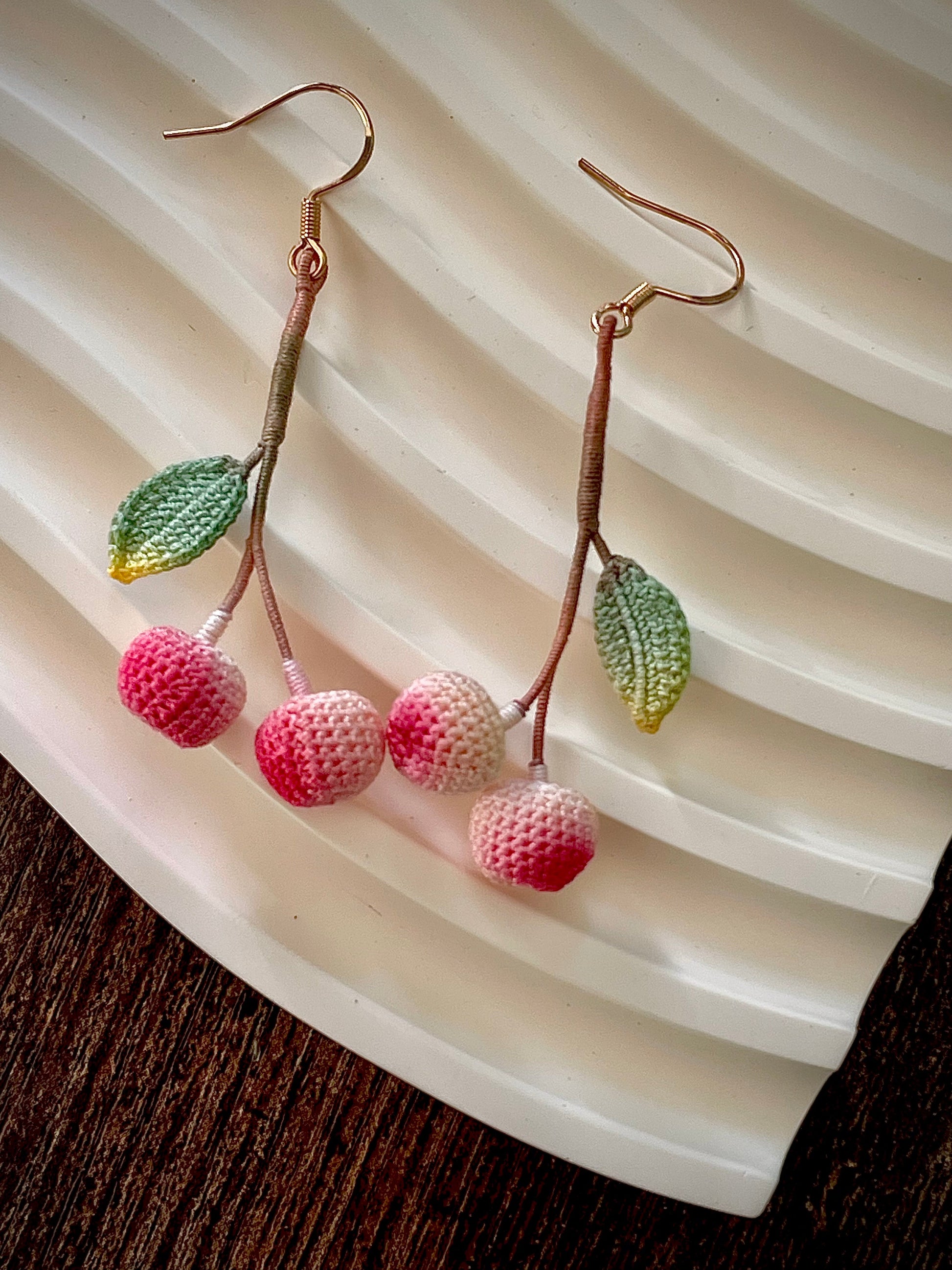 Cherry Micro Crochet Earrings