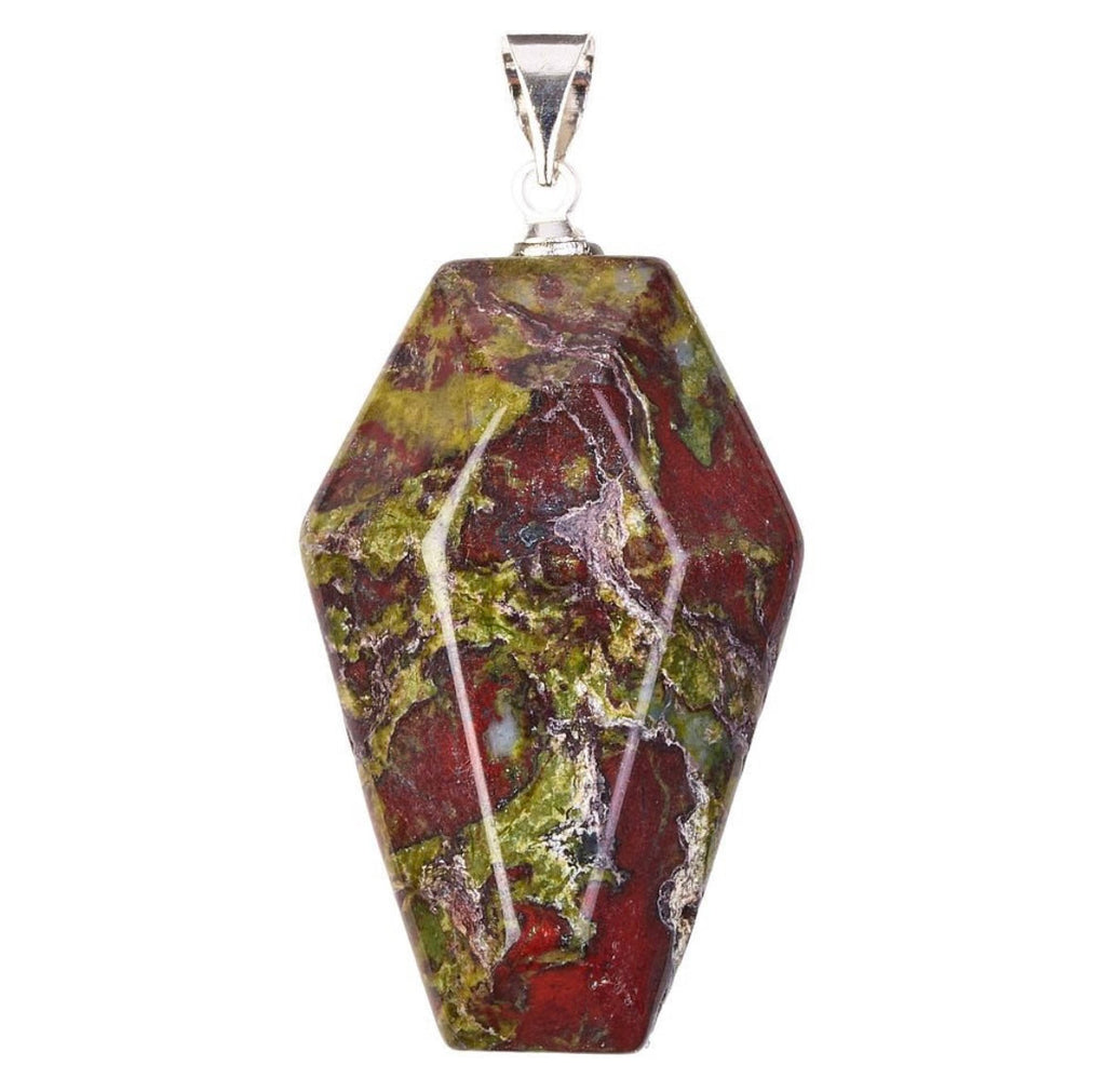 Dragon Stone Casket Necklace 20 Inch Silver Plated Chain