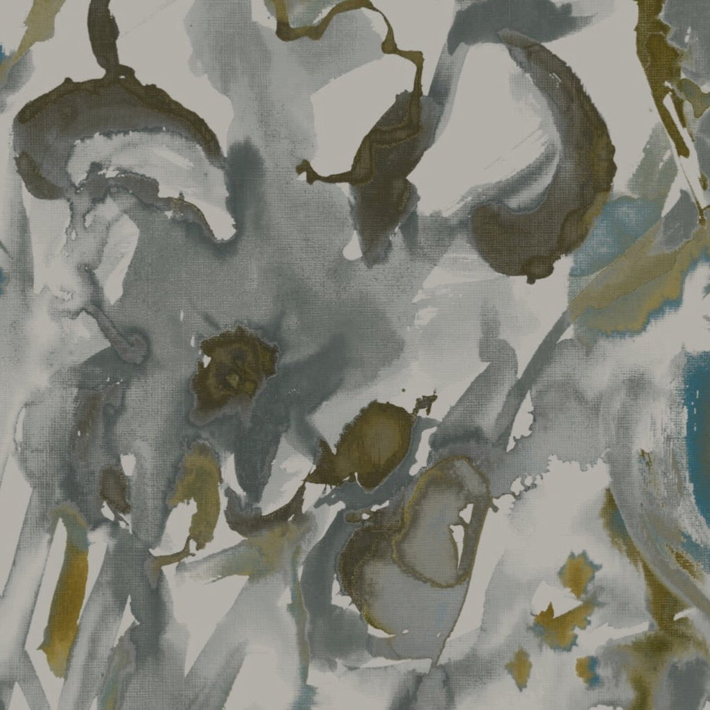 Watercolour Floral Wallpaper - Grey + Ochre
