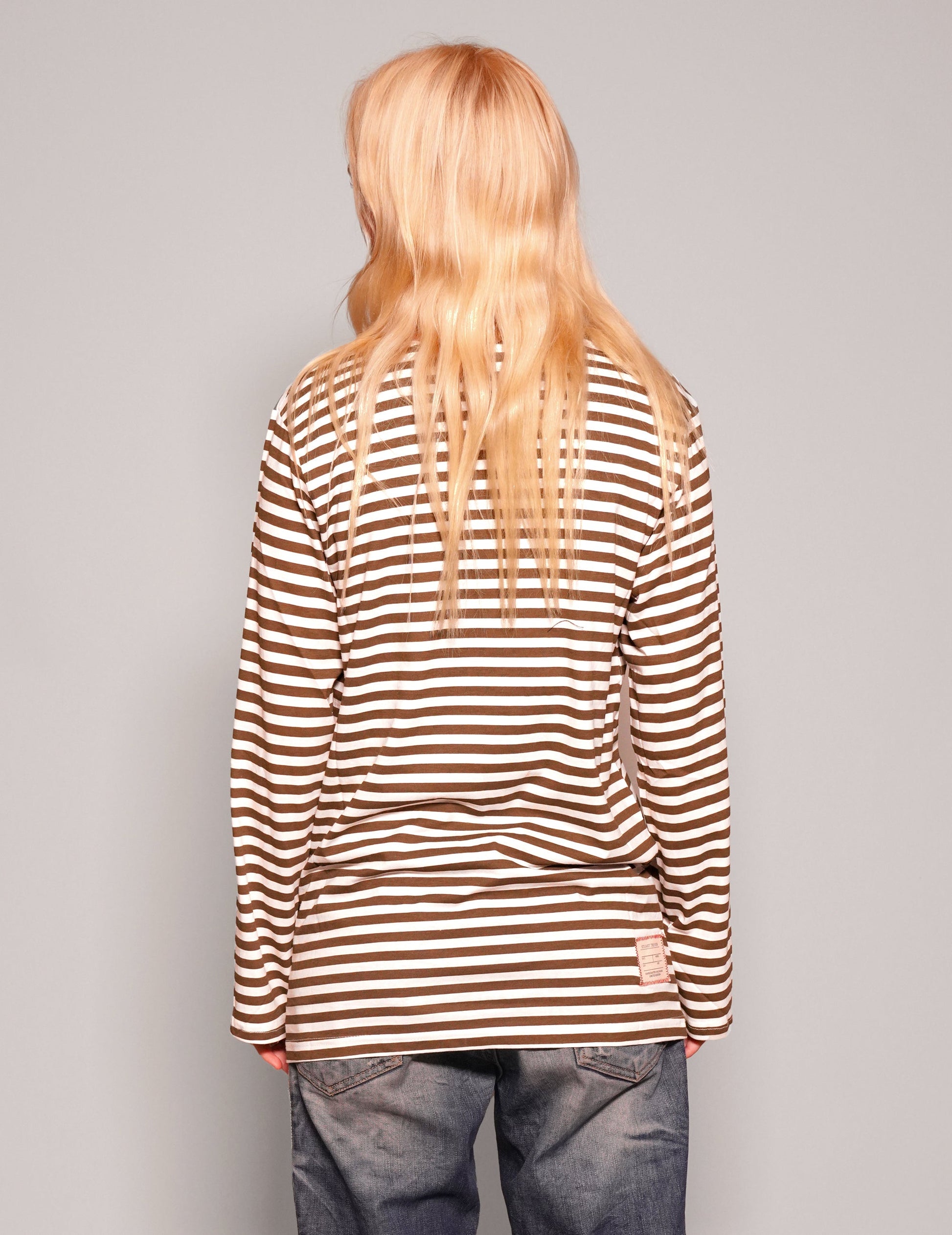 Vintage Naval Long Sleeve T-Shirt in Khaki Stripe
