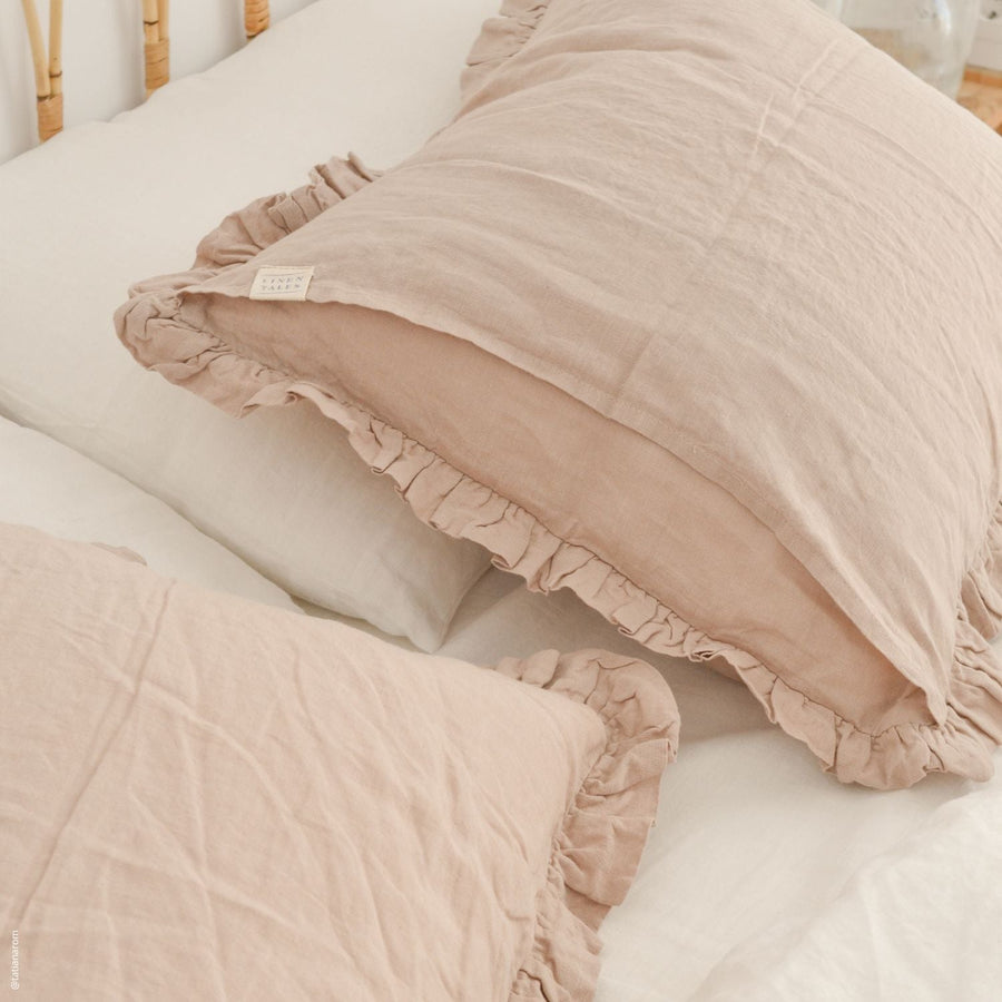 Romantic Frilled Linen Pillowcase – Handmade & Breathable by Linen Tales at www.brixbailey.com