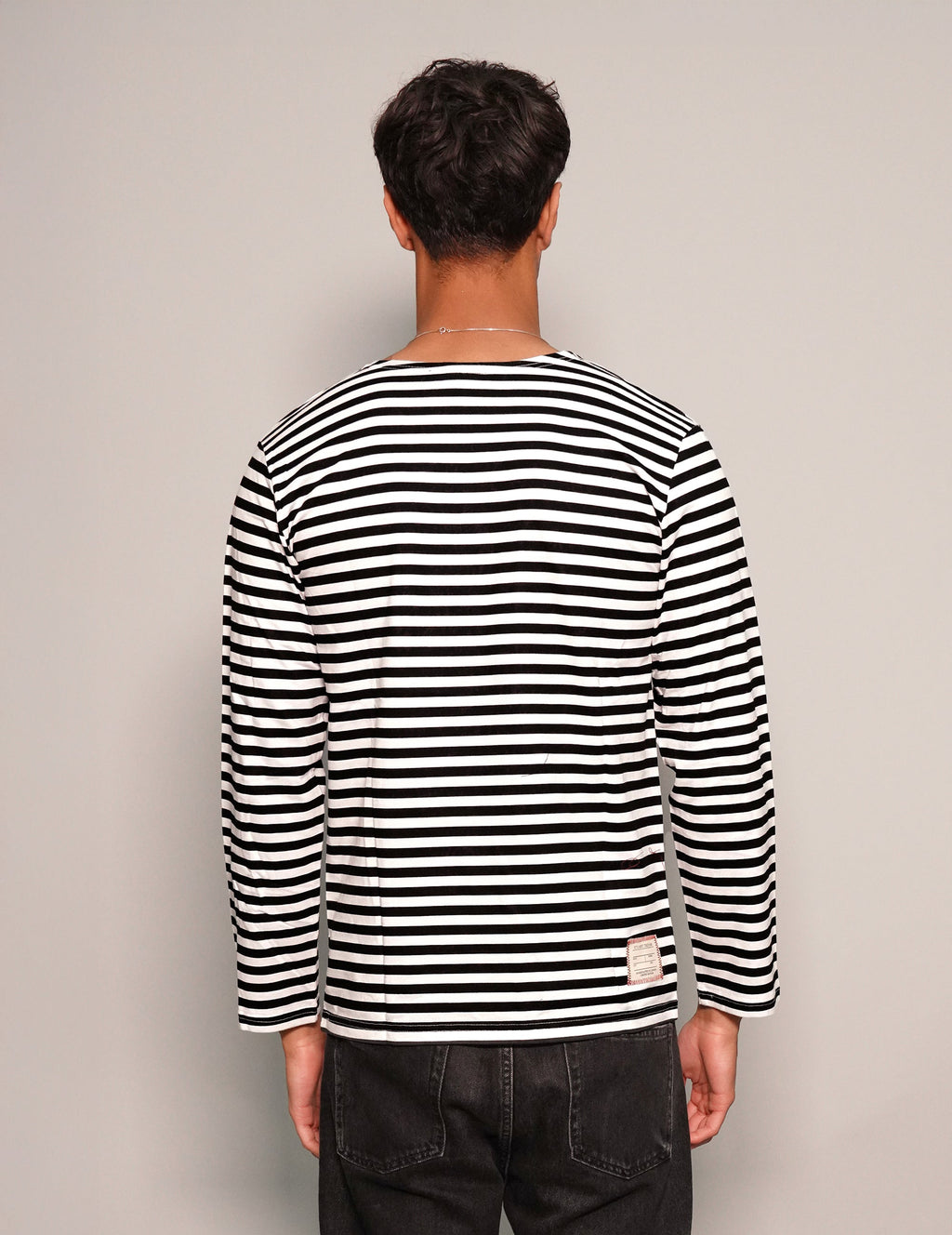 Vintage Naval Long Sleeve T-Shirt in Black Stripe