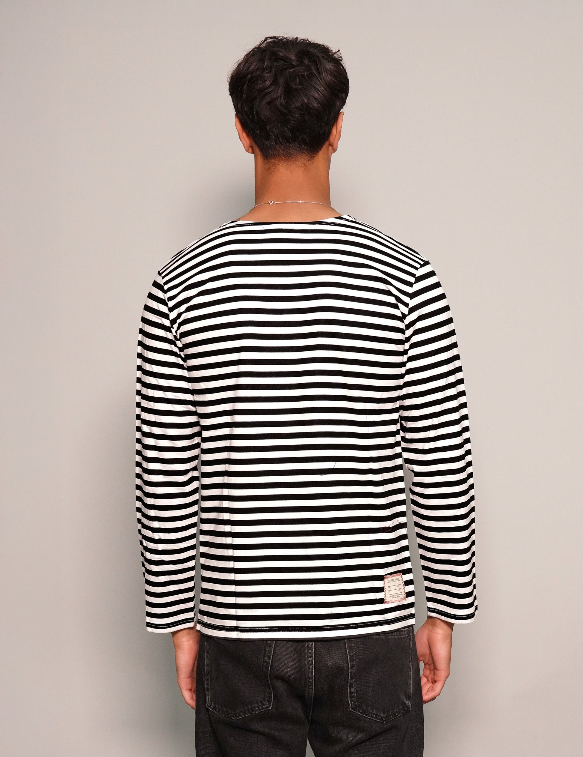 Vintage Naval Long Sleeve T-Shirt in Black Stripe