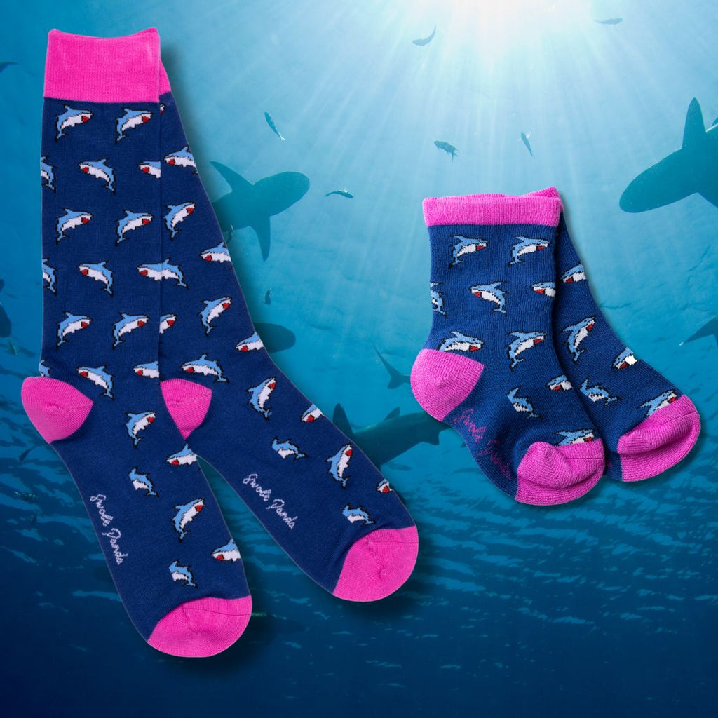 Sharks Matching Bamboo Socks for Adults and Children