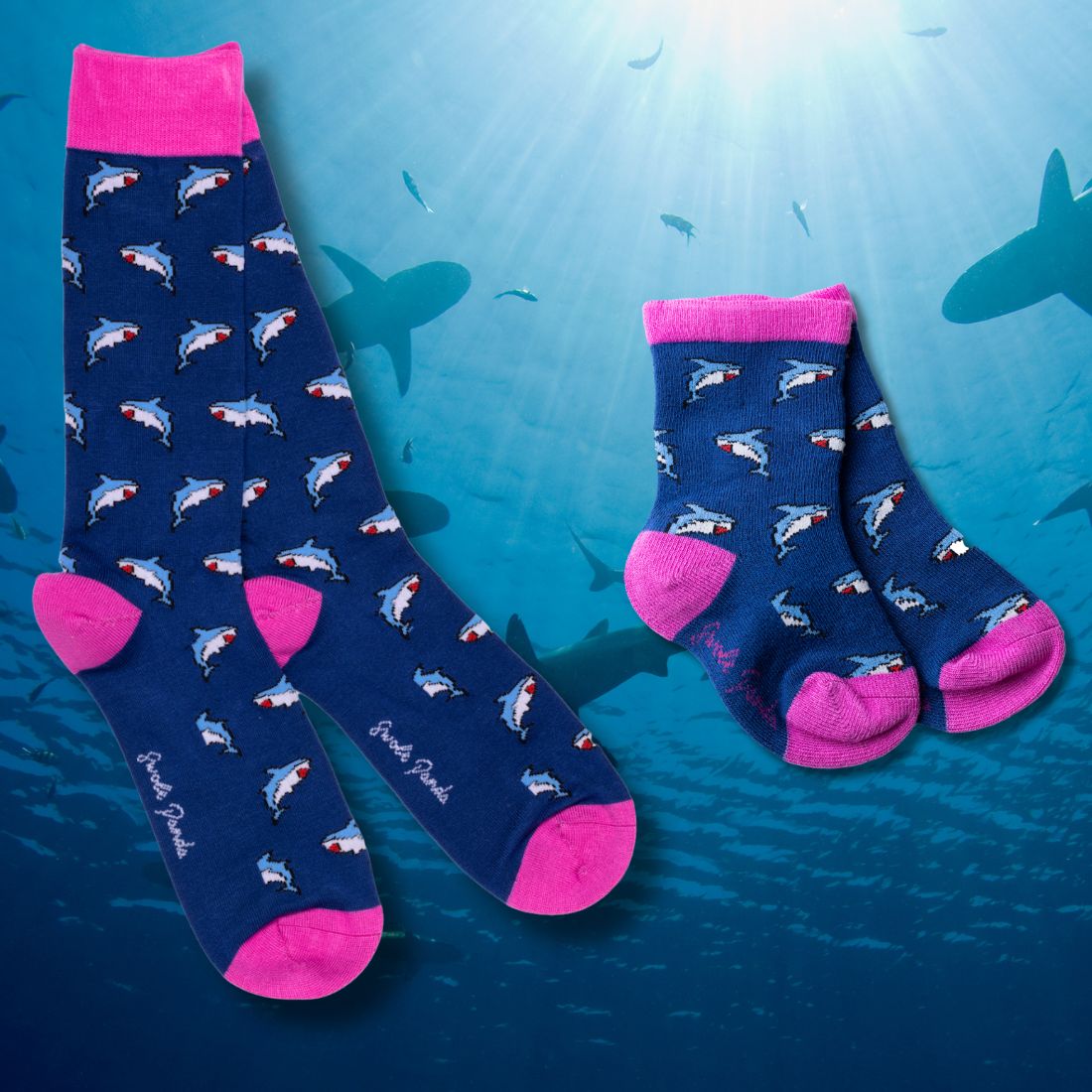 Sharks Matching Bamboo Socks for Adults and Children