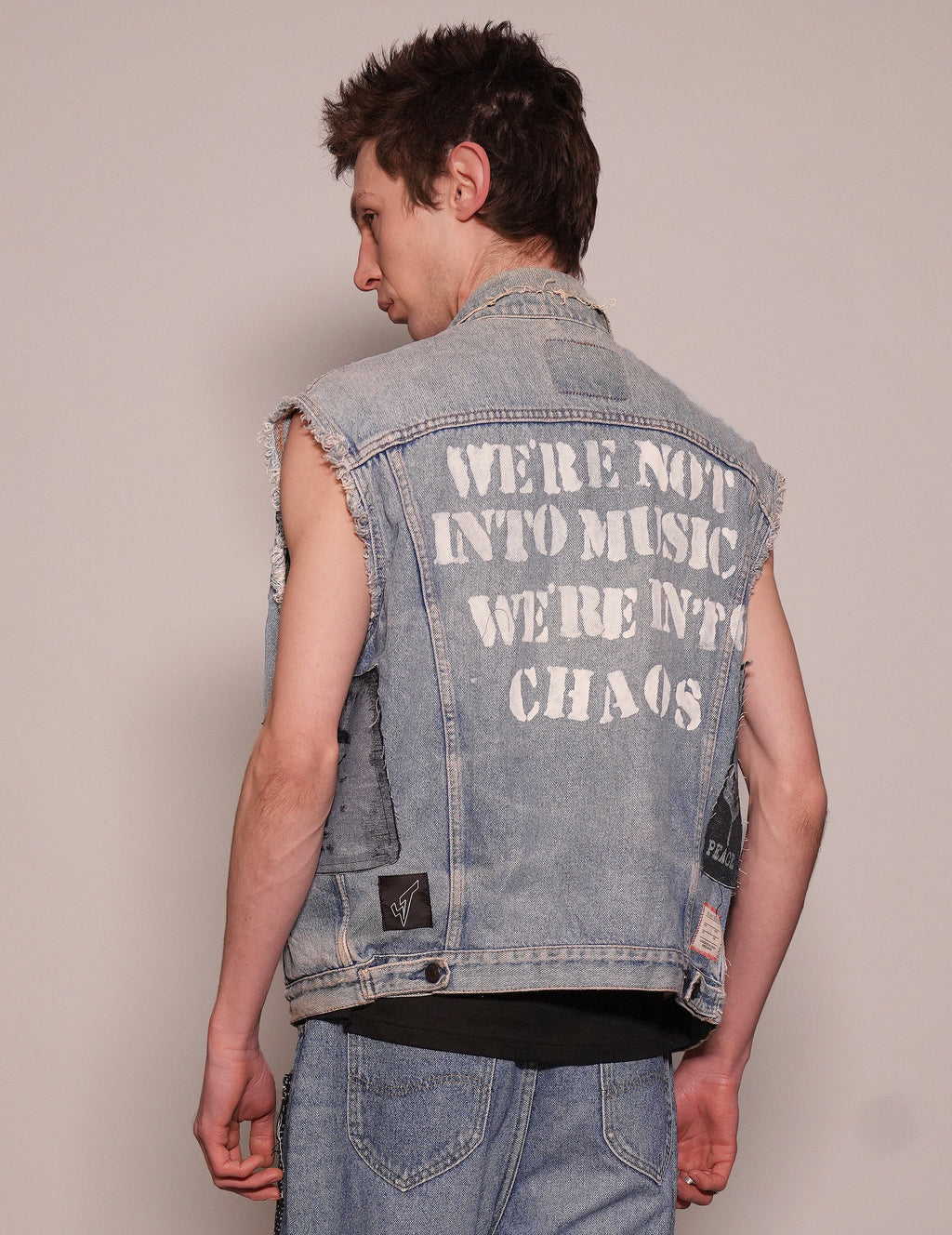 Vintage Patched Denim Jacket Vest
