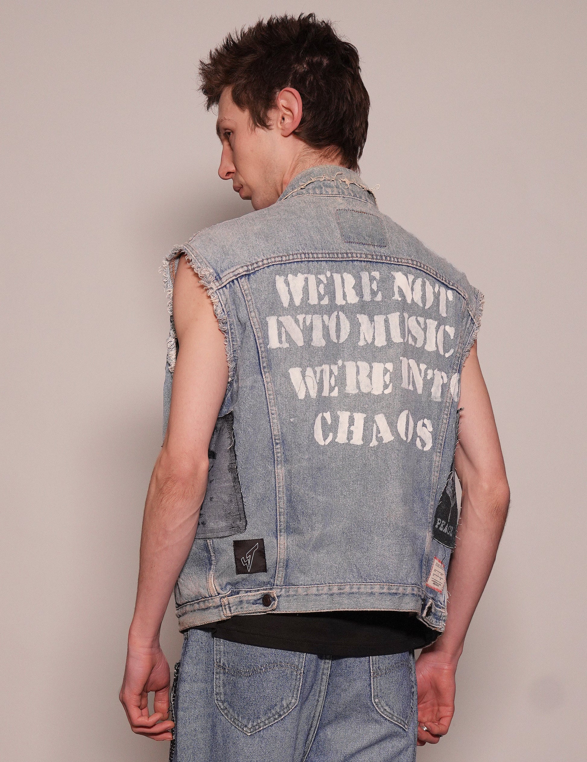 Vintage Patched Denim Jacket Vest