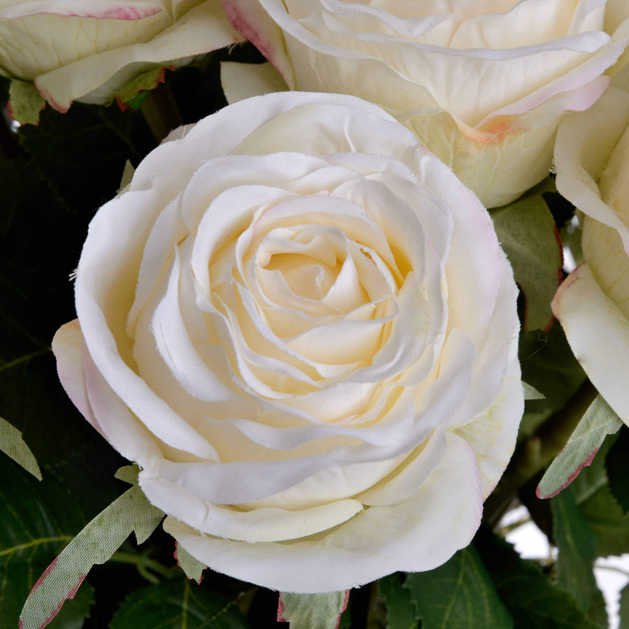 Lifelike white artificial rose stem with realistic petals, perfect for home decor or floral arrangements, 71 cm tall. by Sostter at brixbailey.com