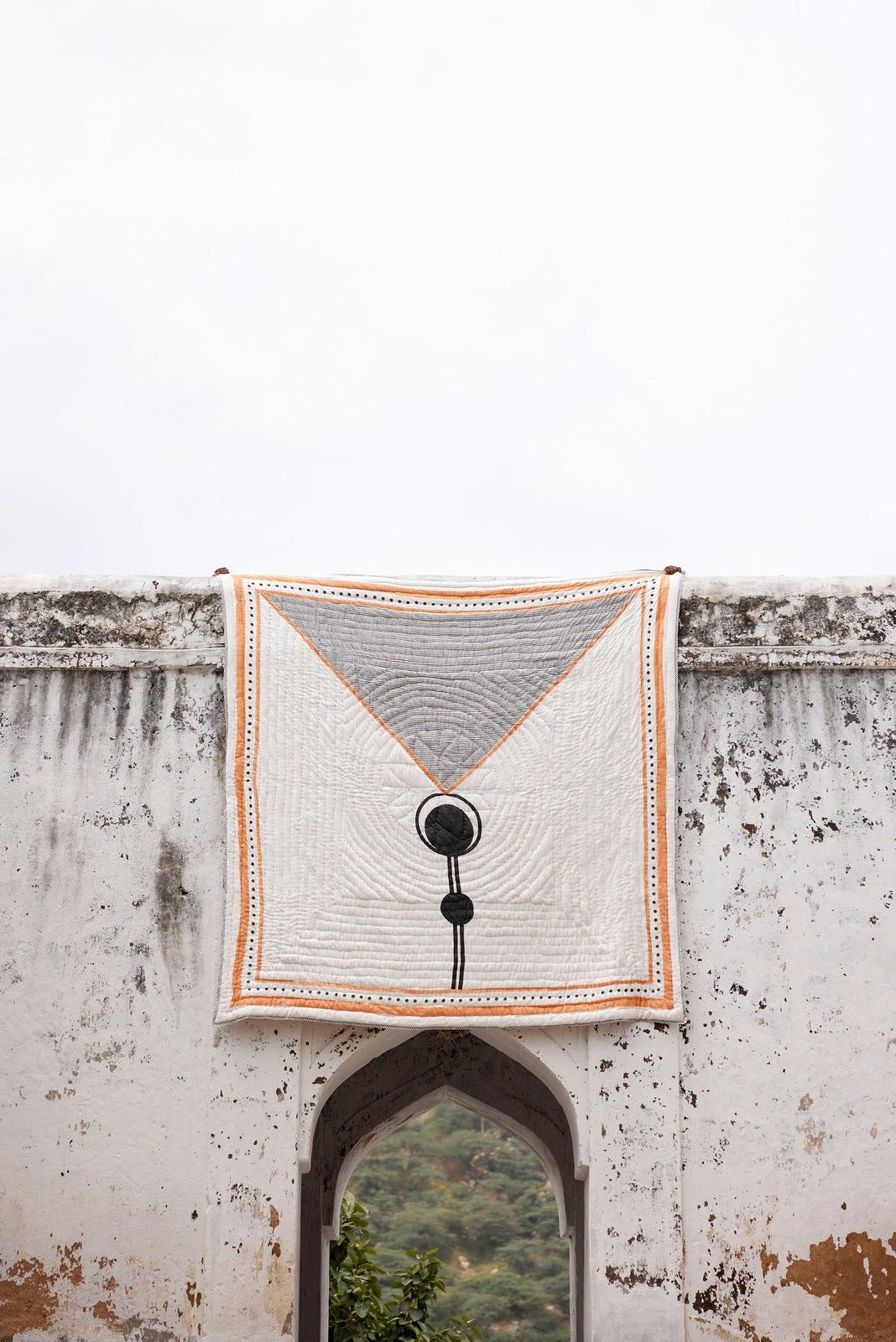 Bauhaus Reversible Quilt in Orange and White
