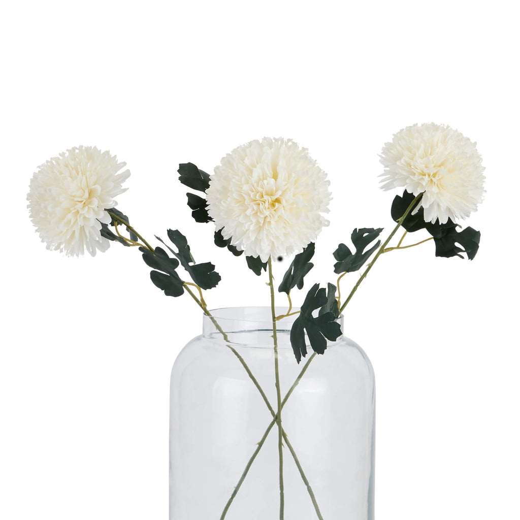 Lifelike white artificial chrysanthemum stem, 54cm, with realistic plastic petals for year-round floral decor by Sostter at brixbailey.com