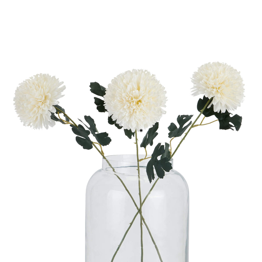 Lifelike white artificial chrysanthemum stem, 54cm, with realistic plastic petals for year-round floral decor by Sostter at brixbailey.com