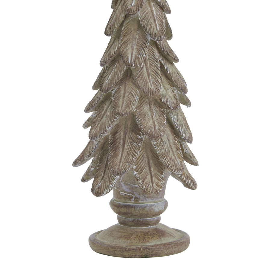 Handcrafted brown resin spruce forest sculpture with detailed needles, 16cm tall, organic modern winter decor. by Sostter at brixbailey.com