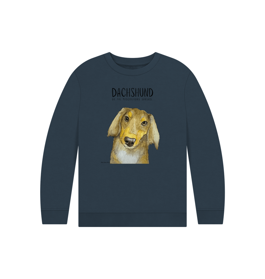 Snuggly Long Haired Sausage Dog Kids' Sweatshirt – Ethically Made Cuteness!