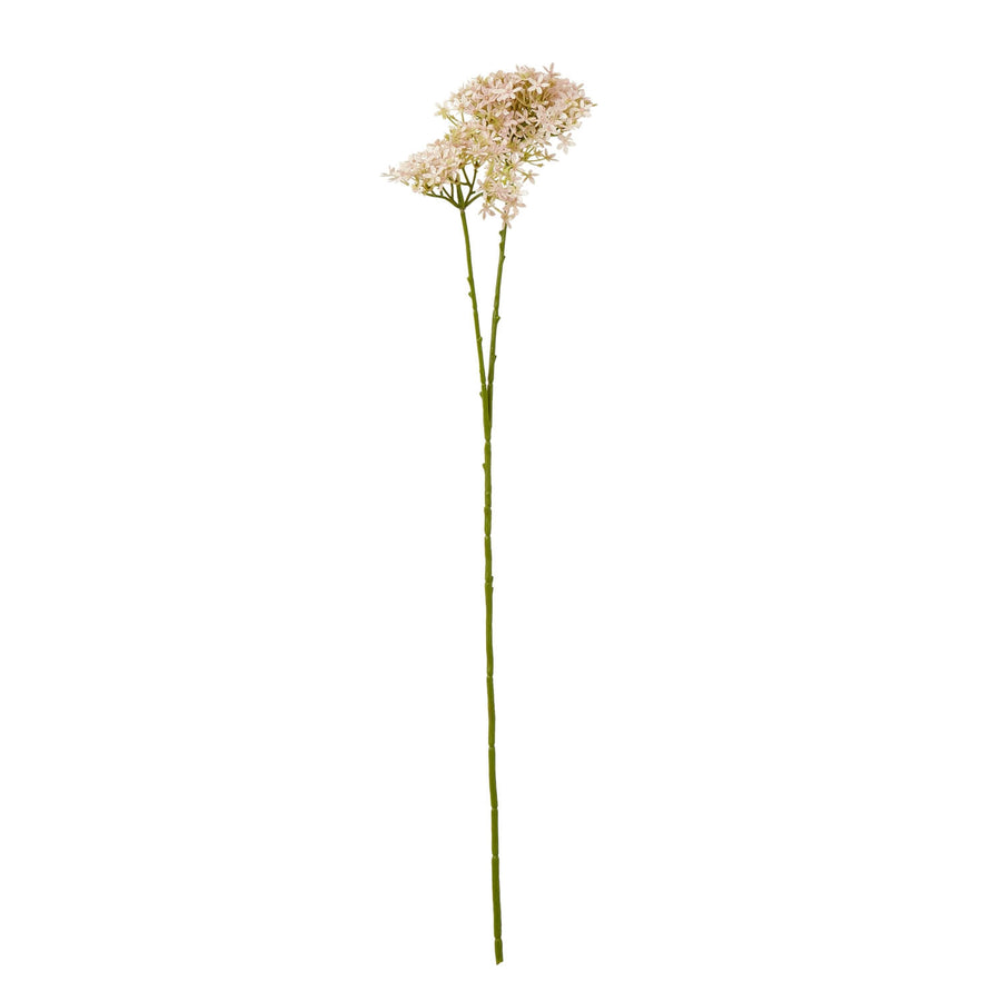 Lifelike pink faux hydrangea stem with realistic petals and foliage, perfect for vases or floral arrangements  by Sostter at brixbailey.com