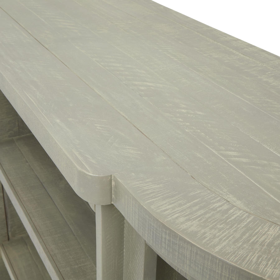 Saltaire 3-shelf dresser top in grey-stained pine, Scandinavian modern design with organic curves for home decor by Sostter at brixbailey.com