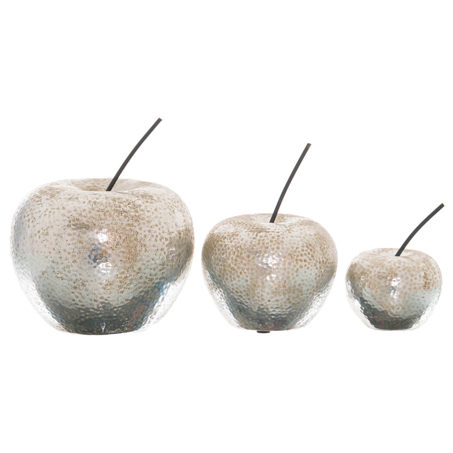 Polished silver ceramic apple ornament, 16cm, realistic sculpture with lustrous finish for elegant home decor by Sostter at brixbailey.com