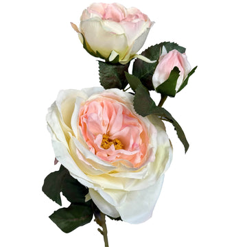 Lifelike pink artificial rose with layered petals, textured stem, and natural color gradients, 23 tall. by Sostter at brixbailey.com