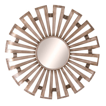 Vintage silver sunburst mirror with beveled glass, 100cm diameter, for modern or traditional decor  by Sostter at brixbailey.com