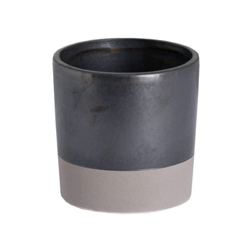 Sleek metallic grey ceramic planter with minimalist design for modern decor, 12cm tall by Sostter at brixbailey.com