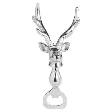 Silver nickel stag head bottle opener with polished metal finish and ergonomic grip  by Sostter at brixbailey.com