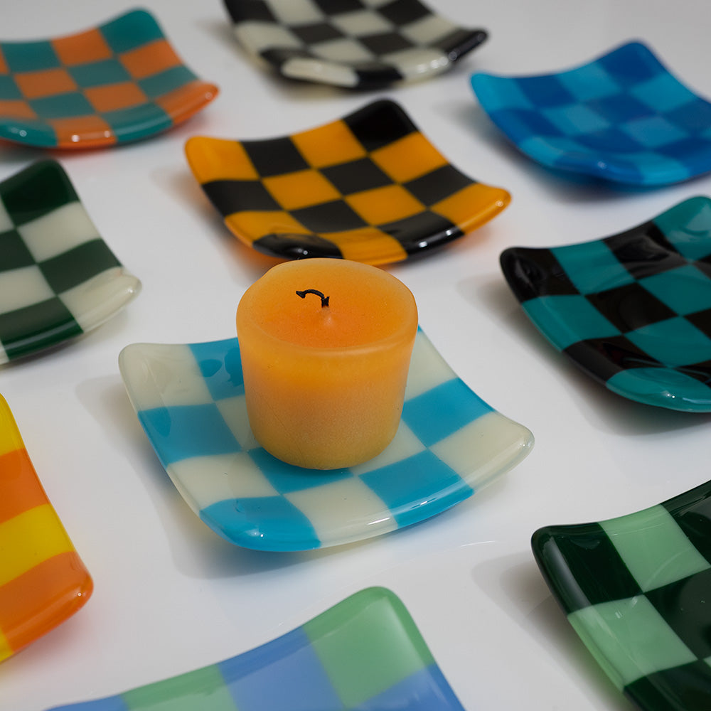 8cm Chequered Dual Coloured Shallow Dish - Oceanside Collection