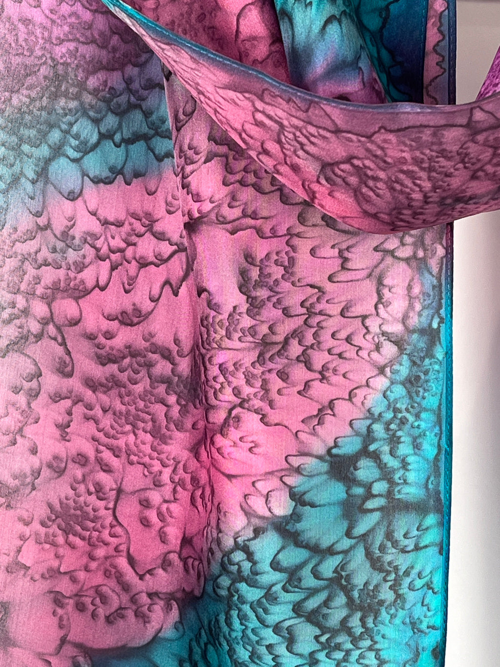 "Purple and Teal Mermaid” - Hand-dyed Silk Scarf - $125