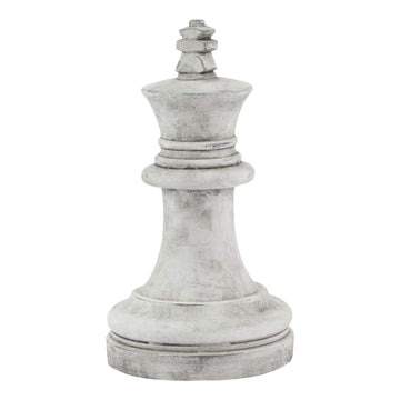 Handcrafted white ceramic chess king with matte finish, 28cm tall, showcasing artisan stone textures and elegant detailing. by Sostter at brixbailey.com