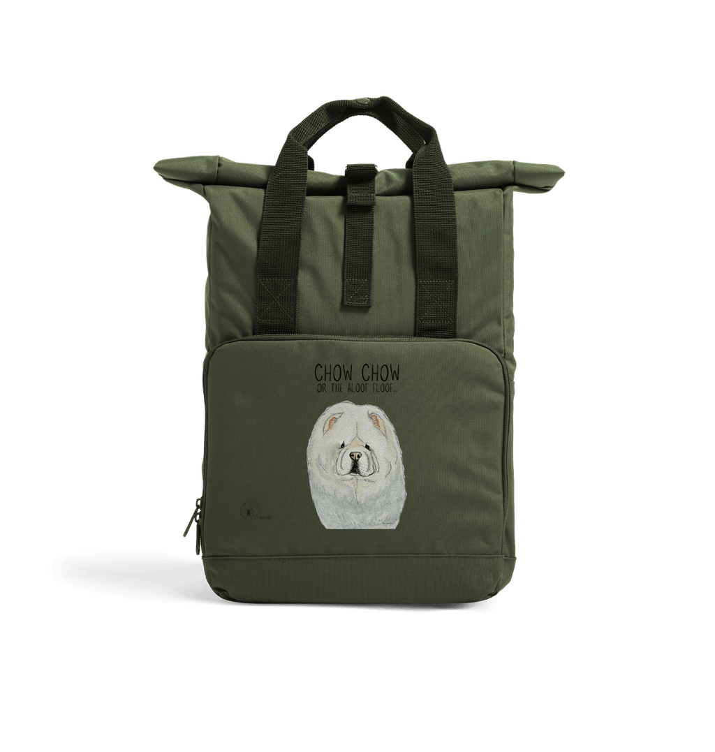 Cream Chow Chow Chic: Aloof Floof Roll-Top Backpack