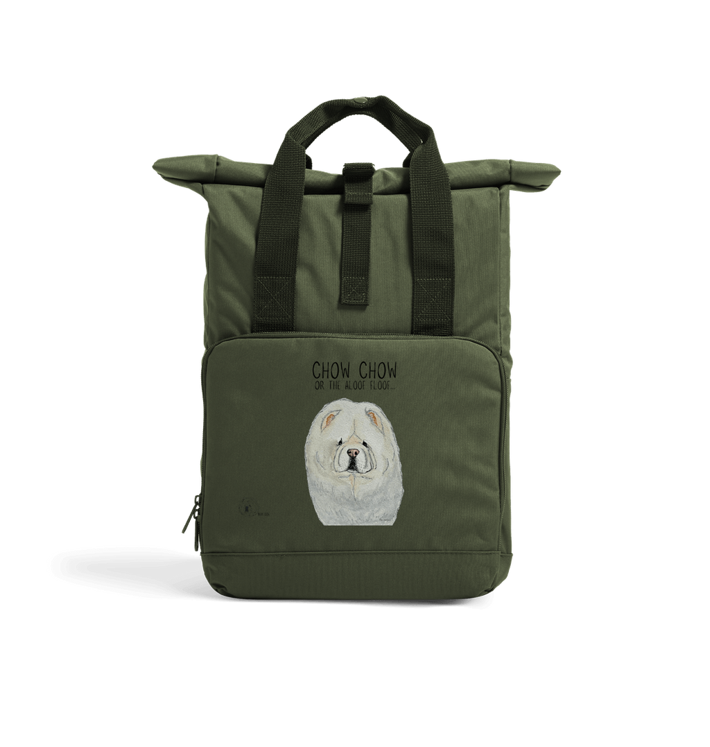 Cream Chow Chow Chic: Aloof Floof Roll-Top Backpack