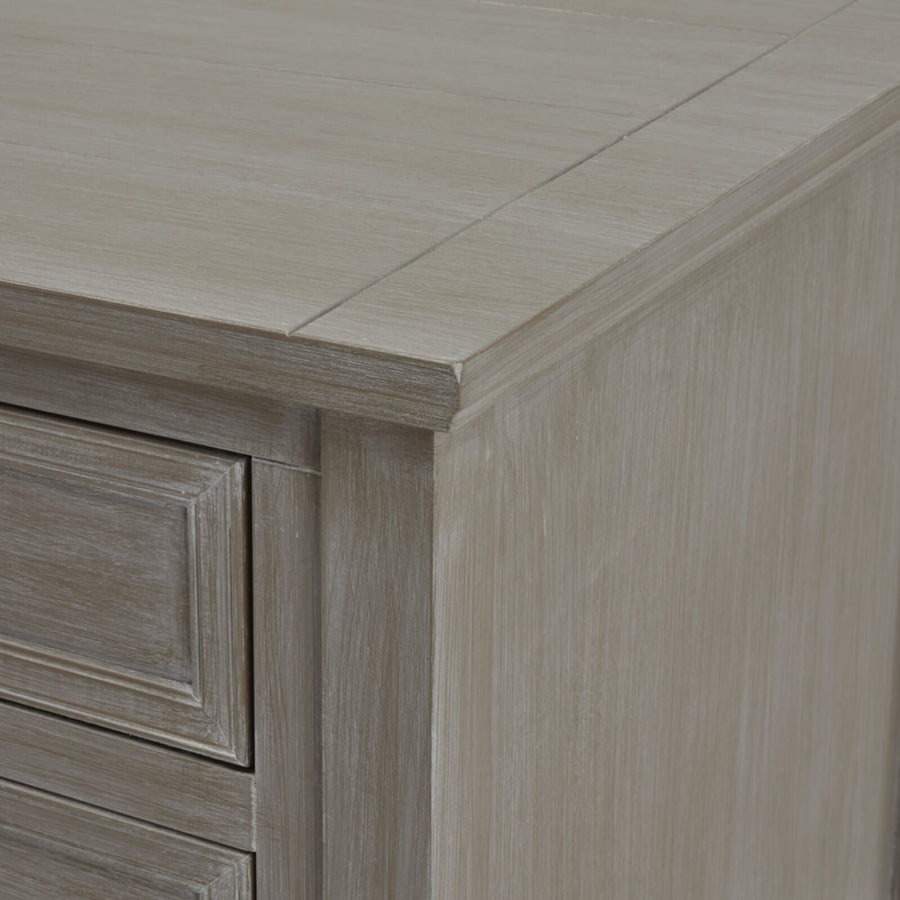 Serene Console table in sophisticated grey, solid wood with two-over-two drawers, modern classic design for entryways by Sostter at brixbailey.com