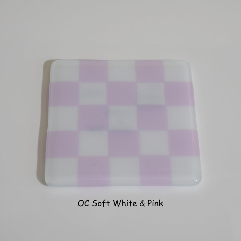 10cm Chequered Soft White/Colour Coaster - Oceanside Collection