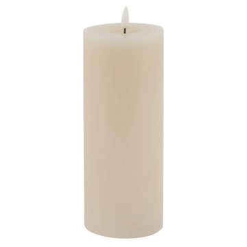 Taupe LED wax candle with realistic dripping effect, flickering flame, and neutral decor-friendly design from Luxe Collection by Hill Interiors at brixbailey.com