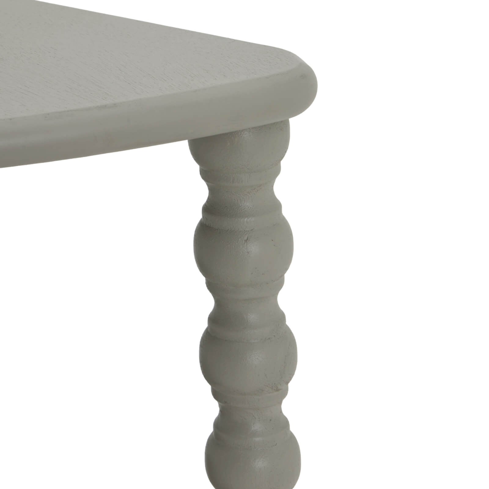 Camden three-tier wood side table in grey with elegant half-moon silhouette and graduated display shelves by Sostter at brixbailey.com