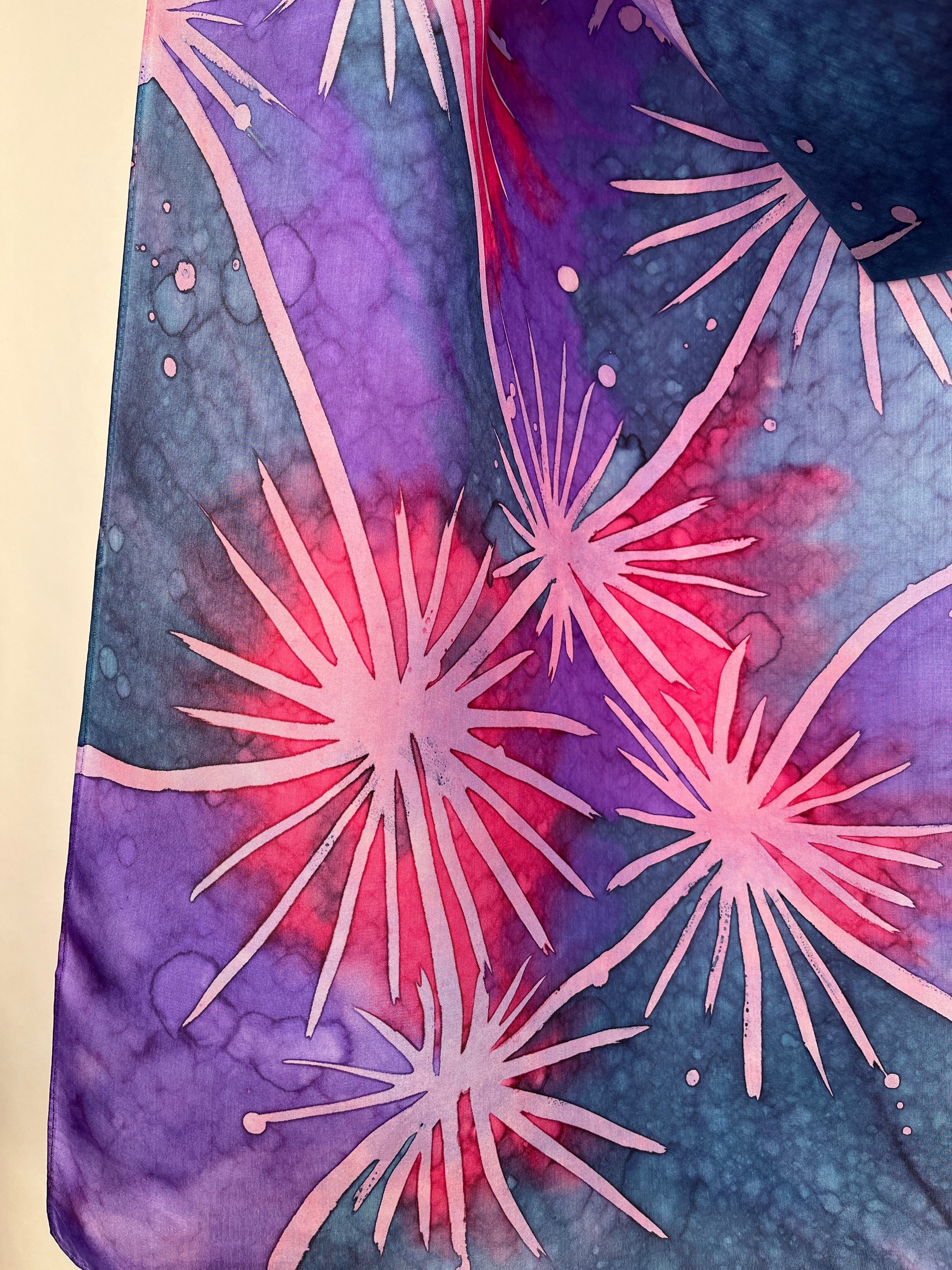“Sparklers” - Hand-dyed Silk Scarf - $130