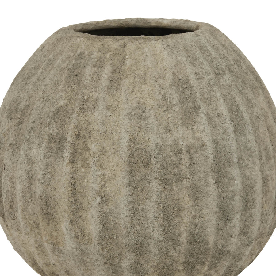 Light grey ceramic Catania vase with smooth circular form, 22cm diameter, for modern or traditional dÃ©cor. by Sostter at brixbailey.com