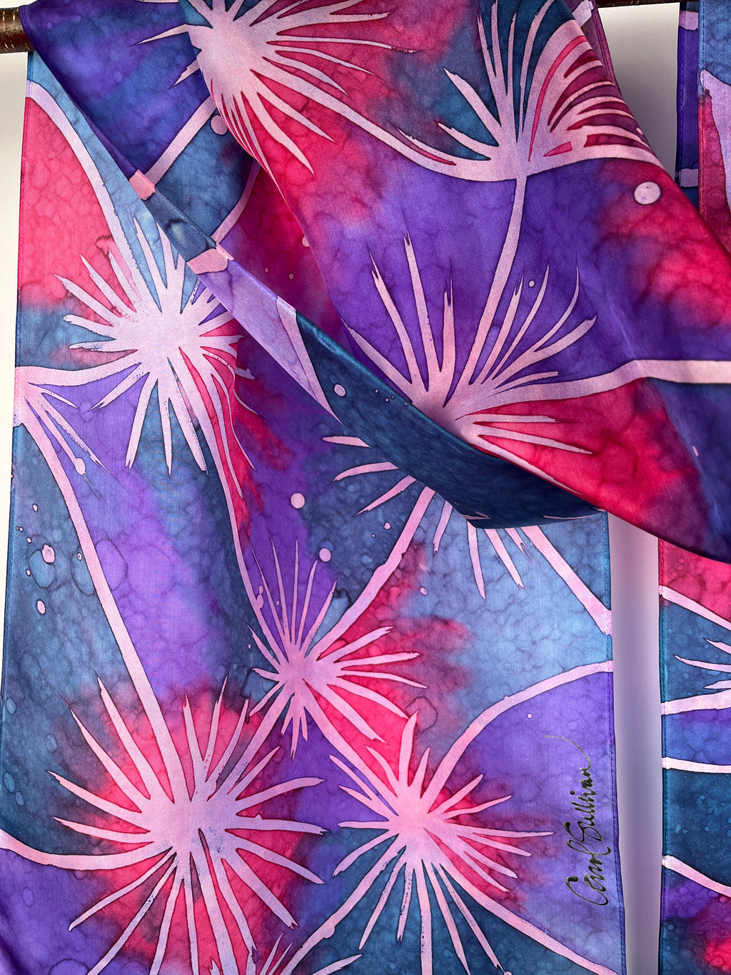 “Sparklers” - Hand-dyed Silk Scarf - $130