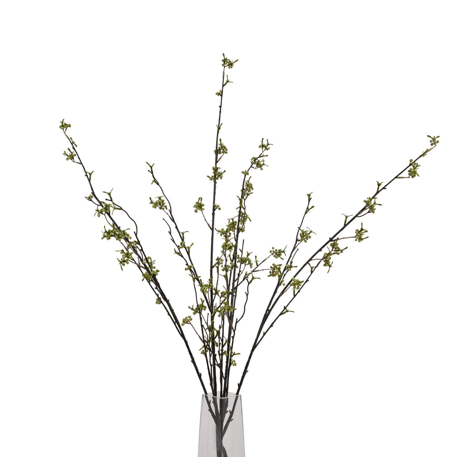 Green Berry Willow Stem with lifelike berries, 105cm artificial branch in rich green for home decor by Sostter at brixbailey.com
