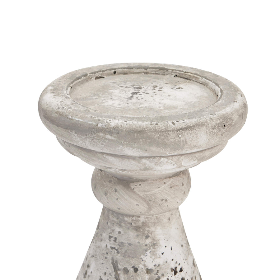 Handcrafted 34cm stone ceramic candle holder with weathered finish for rustic farmhouse or coastal decor  by Sostter at brixbailey.com