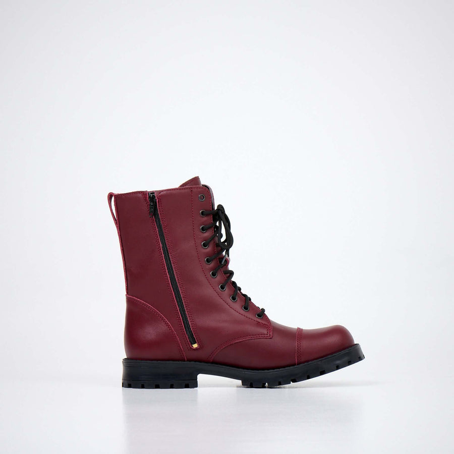 Unisex 511 Burgundy Leather Boots – Warm & Durable by Samelin at www.brixbailey.com