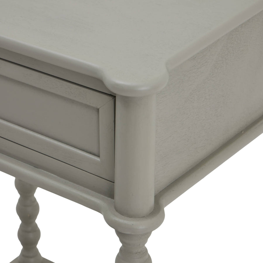 Minimalist Camden Side Table in grey, solid wood with sleek drawer for modern home decor by Sostter at brixbailey.com