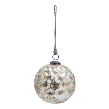 Handcrafted honeycomb-textured glass bauble with burnished finish, 15cm diameter, vintage holiday dÃ©cor ornament. by Sostter at brixbailey.com