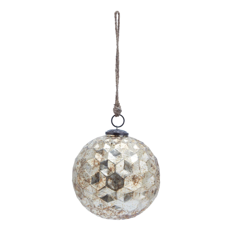 Handcrafted honeycomb-textured glass bauble with burnished finish, 15cm diameter, vintage holiday dÃ©cor ornament. by Sostter at brixbailey.com