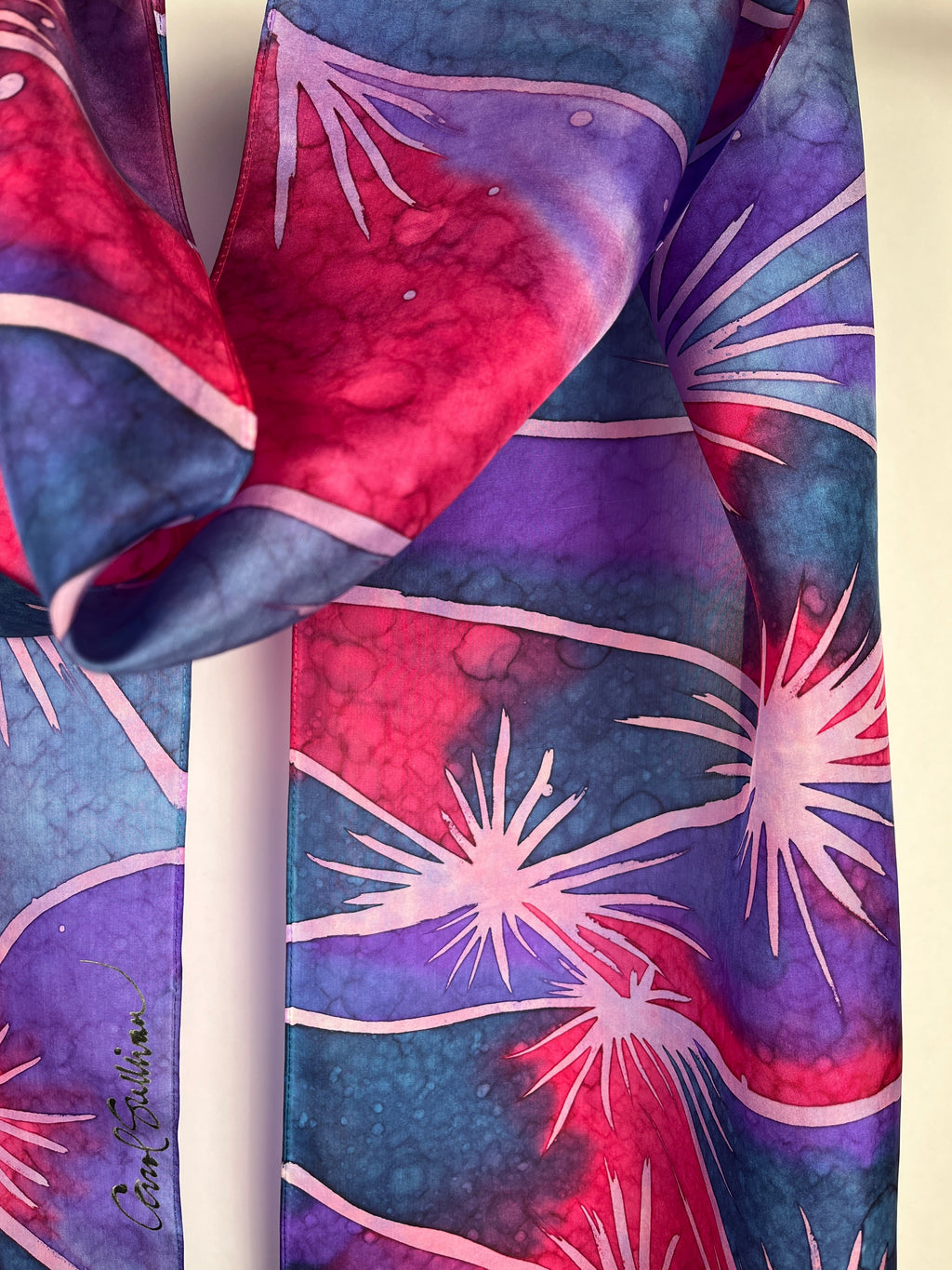 “Sparklers” - Hand-dyed Silk Scarf - $130