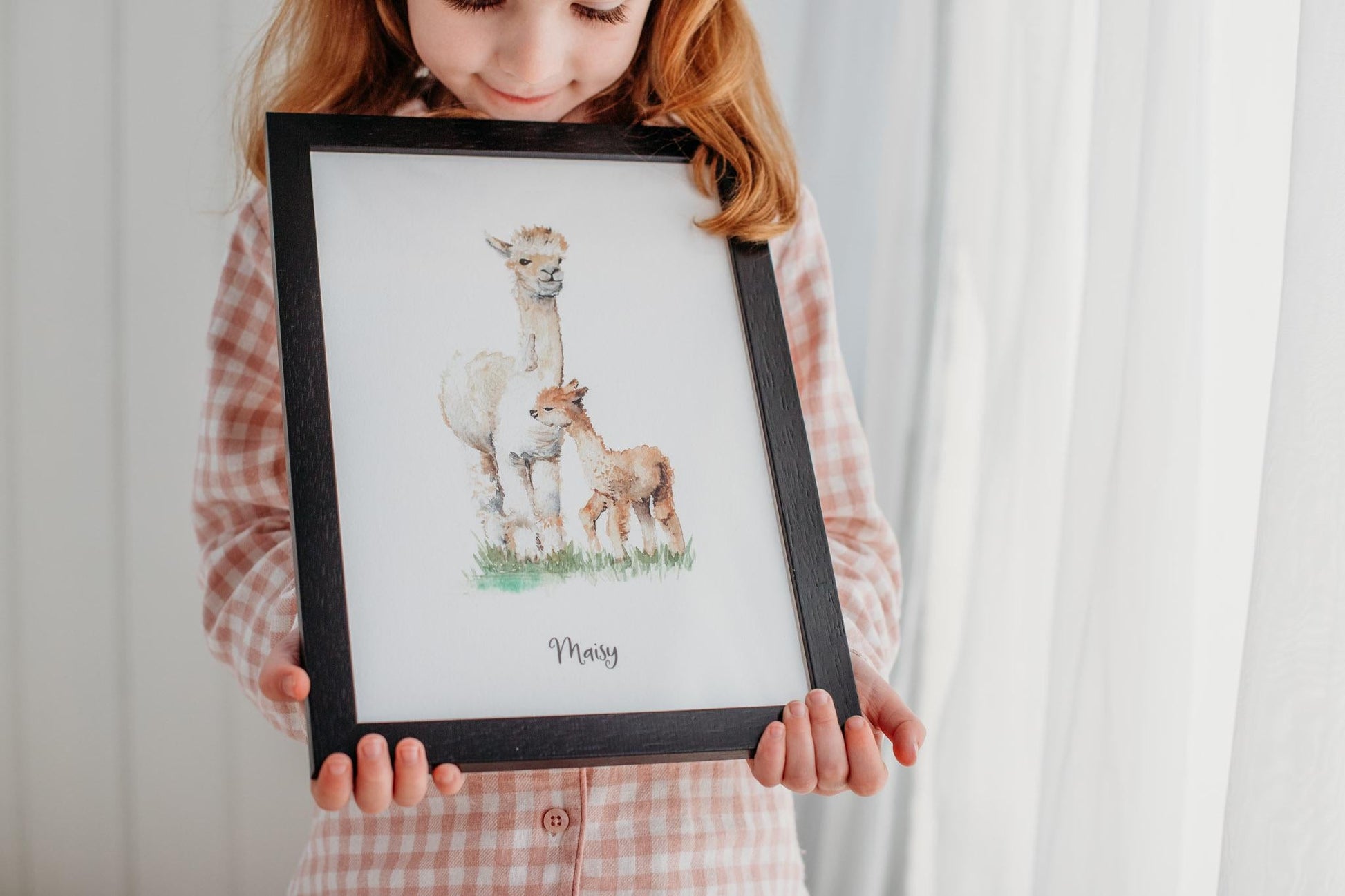 Personalised Alpaca Watercolour Art Print – Perfect for Nursery or Kids Room Decor
